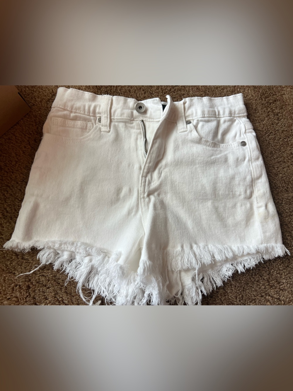 Kendall & Kylie White Frayed Hem Denim Shorts